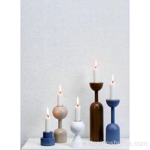 Wooden Multicolor Candle Holder